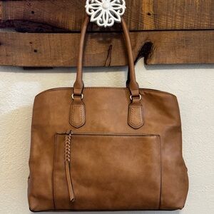 Kelly & Katie Elegant Tan Vegan 🌱 Leather Tote Bag Purse